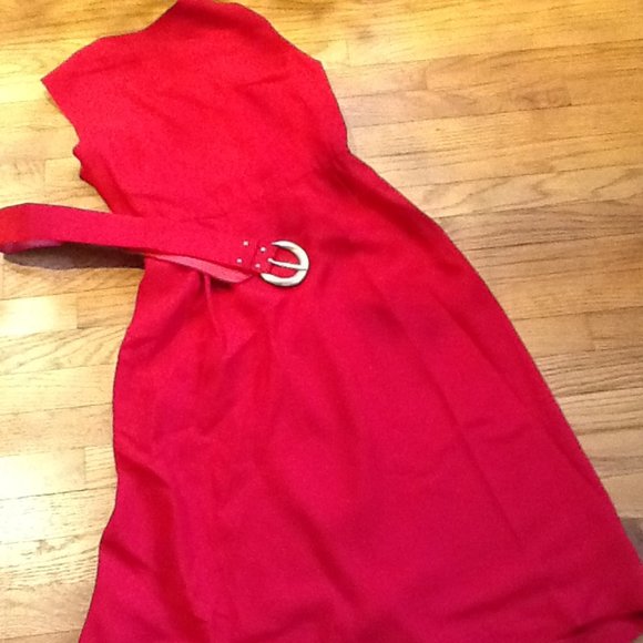 Red Wrap Dress with Belt - Picture 4 of 5